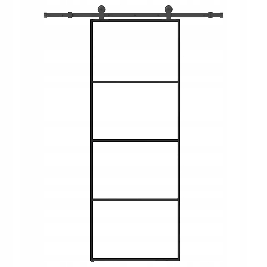 vidaXL Drzwi przesuwne z osprzętem, szkło ESG i aluminium, 76x205 cm