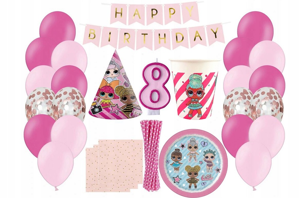 ZESTAW LOL Surprise na 8 Urodziny dekoracje balony