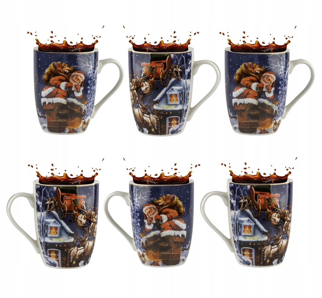 ZESTAW 6 KUBKÓW Świąteczne Kubki do kawy Prezent