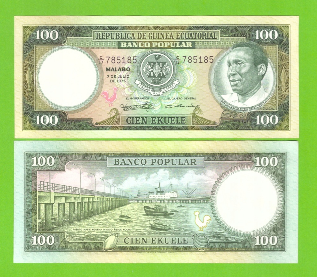 GWINEA RÓWNIKOWA 100 EKUELE 1975 P-11 UNC