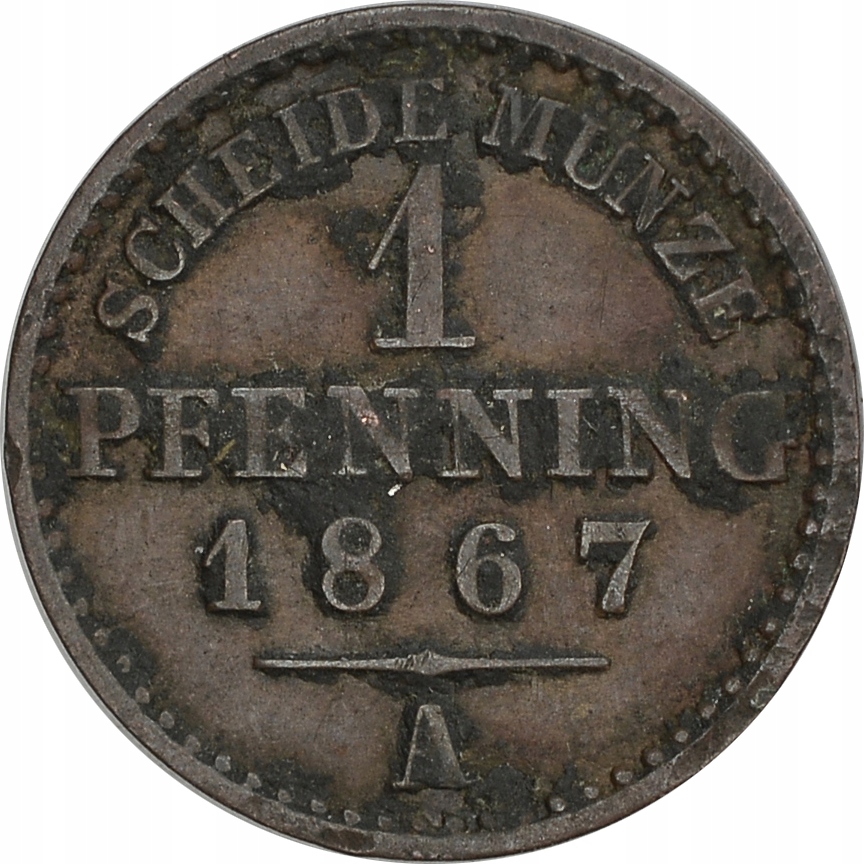 2.PRUSY, WILHELM I, 1 FENIG 1867 A
