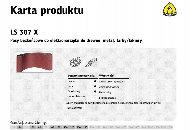 KLINGSPOR PASY BEZKOŃCOWE DO ELEKTRONARZĘDZI LS307