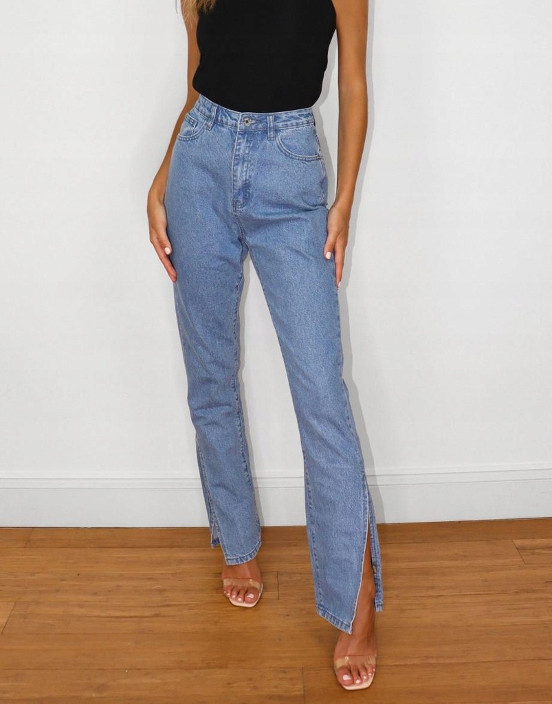 10Z057 MISSGUIDED__NX2 SPODNIE JEANS ROZCIĘCIA__M