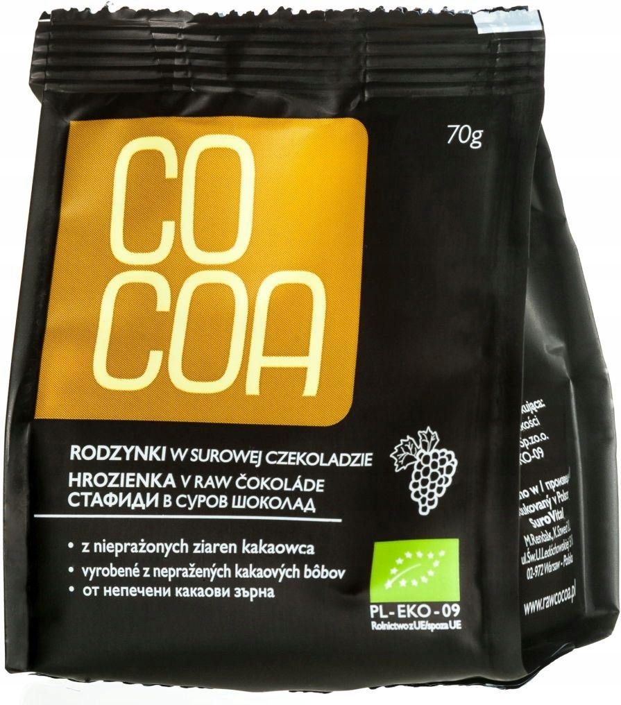 RODZYNKI W SUROWEJ CZEKOLADZIE BIO 70 g - COCOA