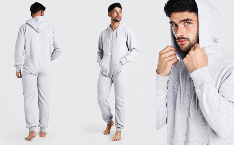 A22N001 ONESIE KOMBINEZON SZARY BASIC BOOHOO S