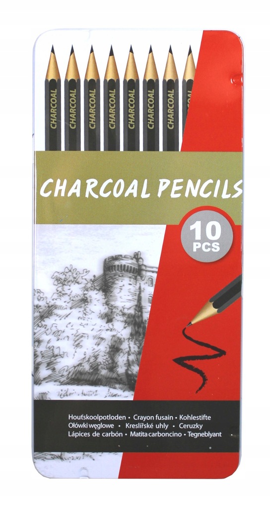 Zestaw ołówków węglowych do szkicowania 10 sztuk