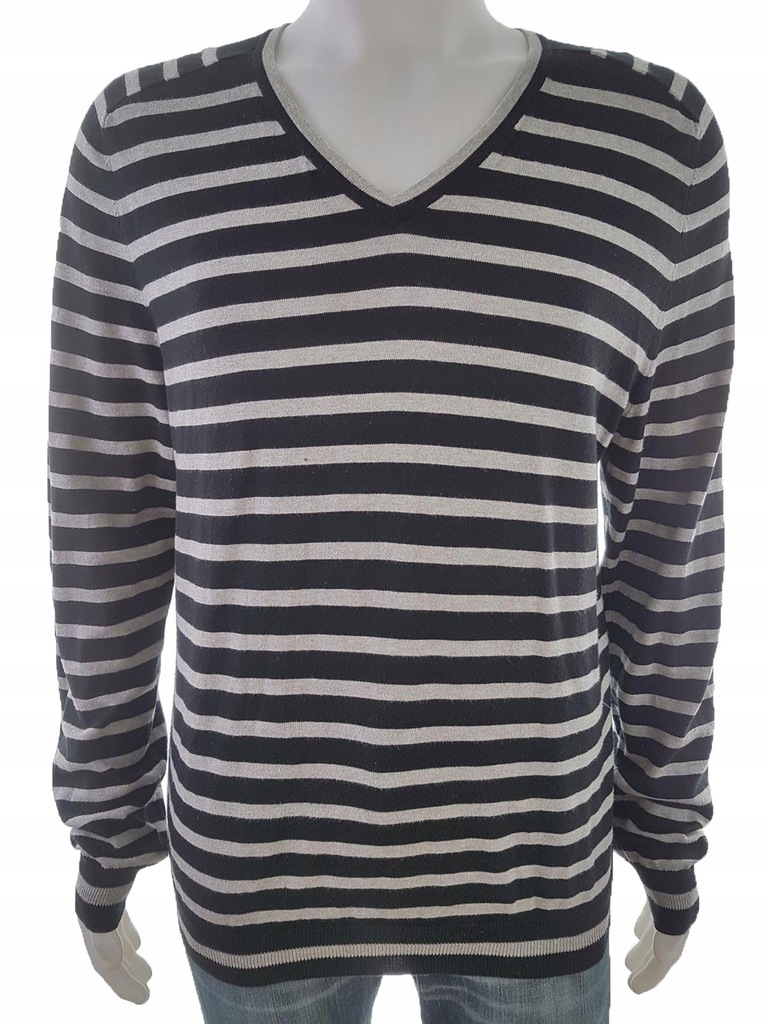 Gap Rozmiar L Sweter v-neck czarny pasy bawelna