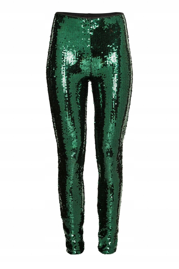 22L083 H&M__MJ9 ZIELONE LEGGINSY CEKINY__M