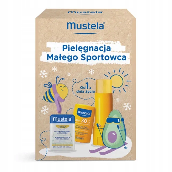 Mustela Bebe Enfant zestaw Małego Sportowca sztyft 9,2g+ sztyft SPF30, 9ml