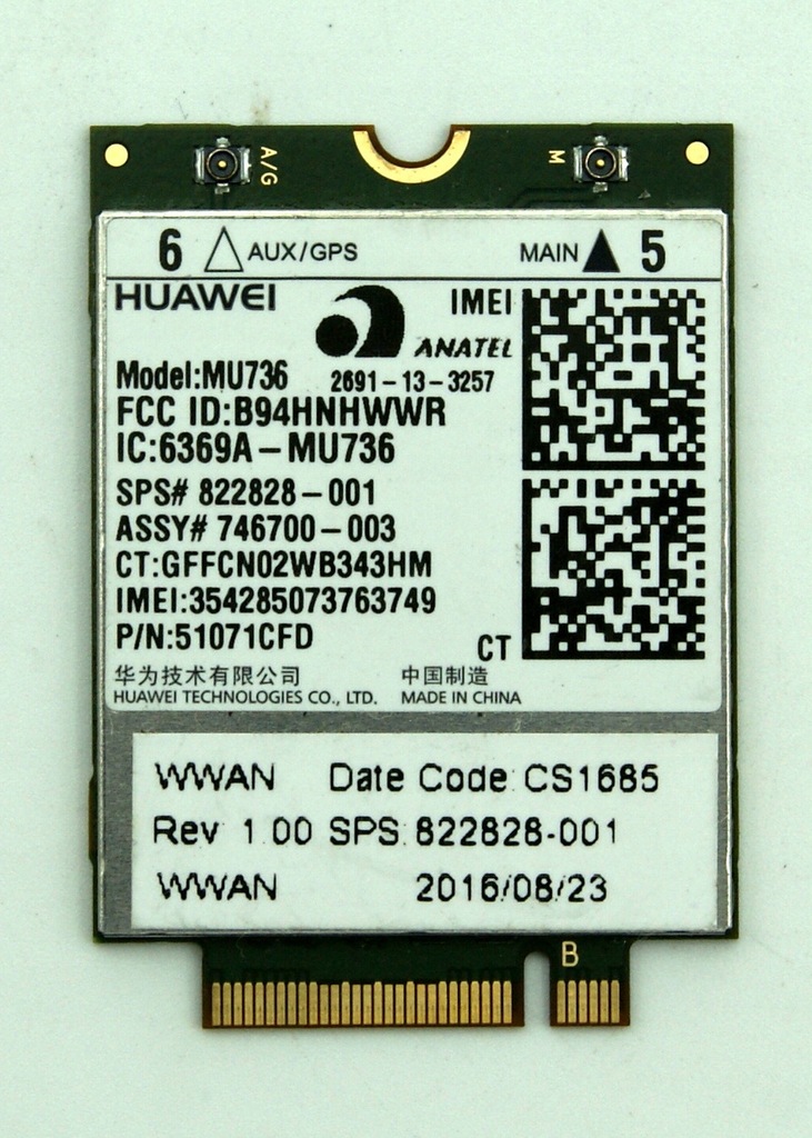 Купить МОДУЛЬ WWAN Huawei 3G/HSPA+ NGFF HP ZBOOK 840 640: отзывы, фото, характеристики в интерне-магазине Aredi.ru