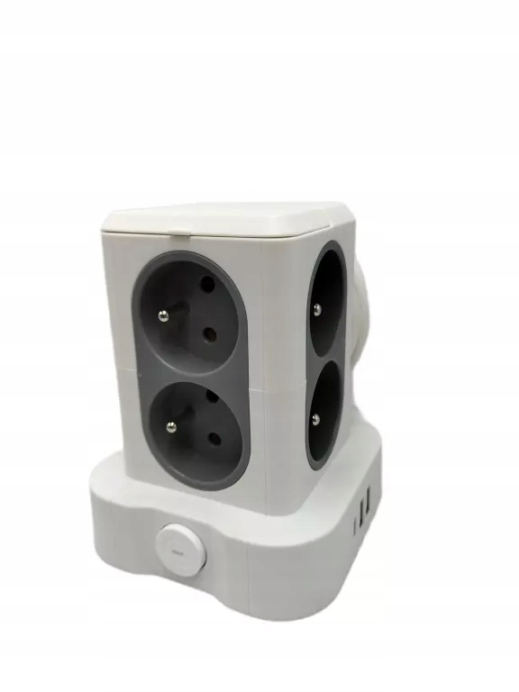 PRZEDŁUŻACZ KOSTKA PRO-MAX 8 GNIAZD TRADYCYJNE, 2 X USB + USB-C BIAŁY
