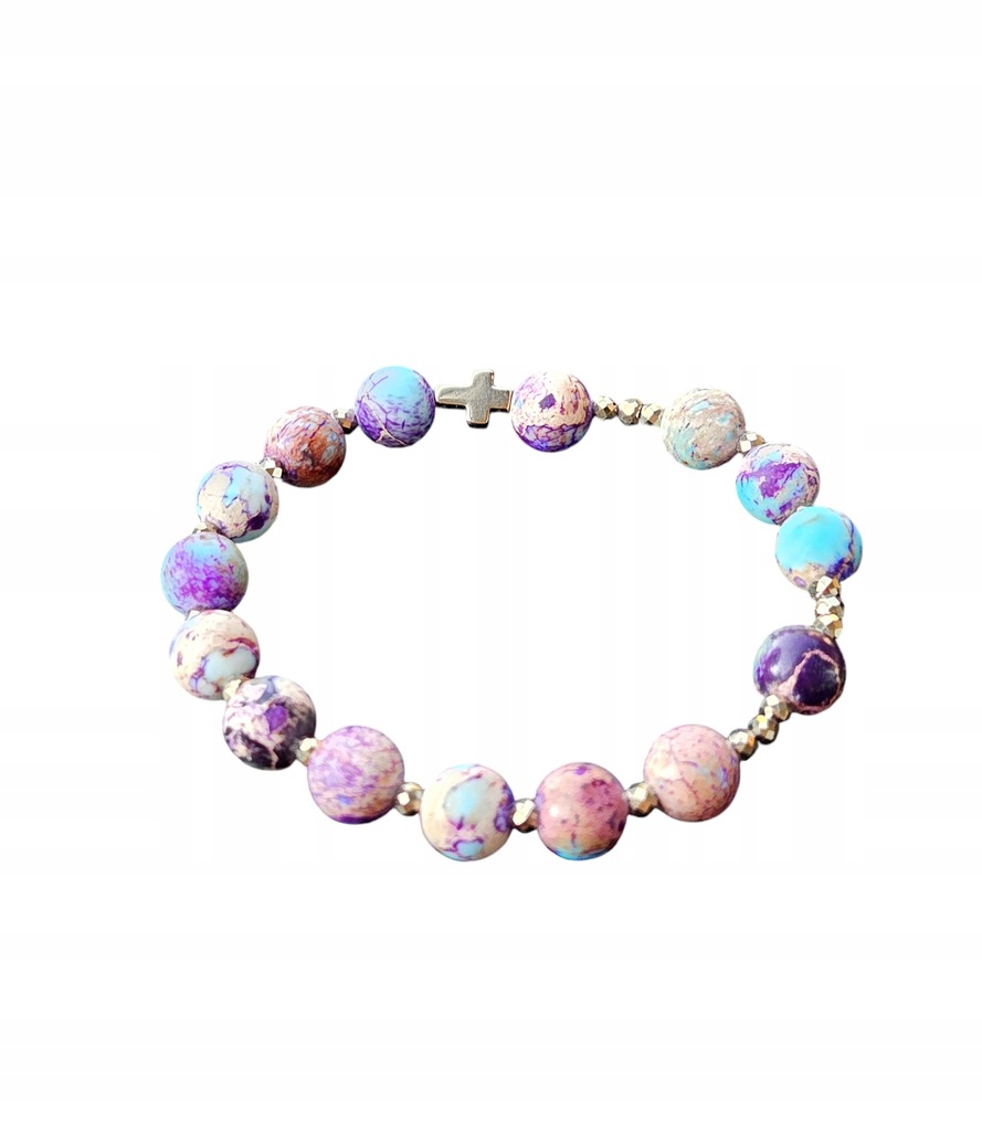 Różaniec bransoletka na rękę z kamienia Jaspis Cesarski 8mm