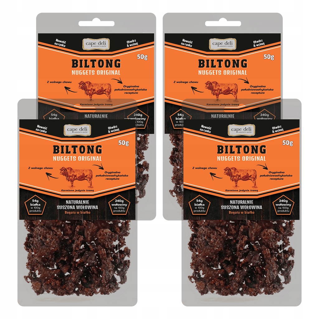 -15%Biltong Nuggets Original Suszona wołowna 4x50g