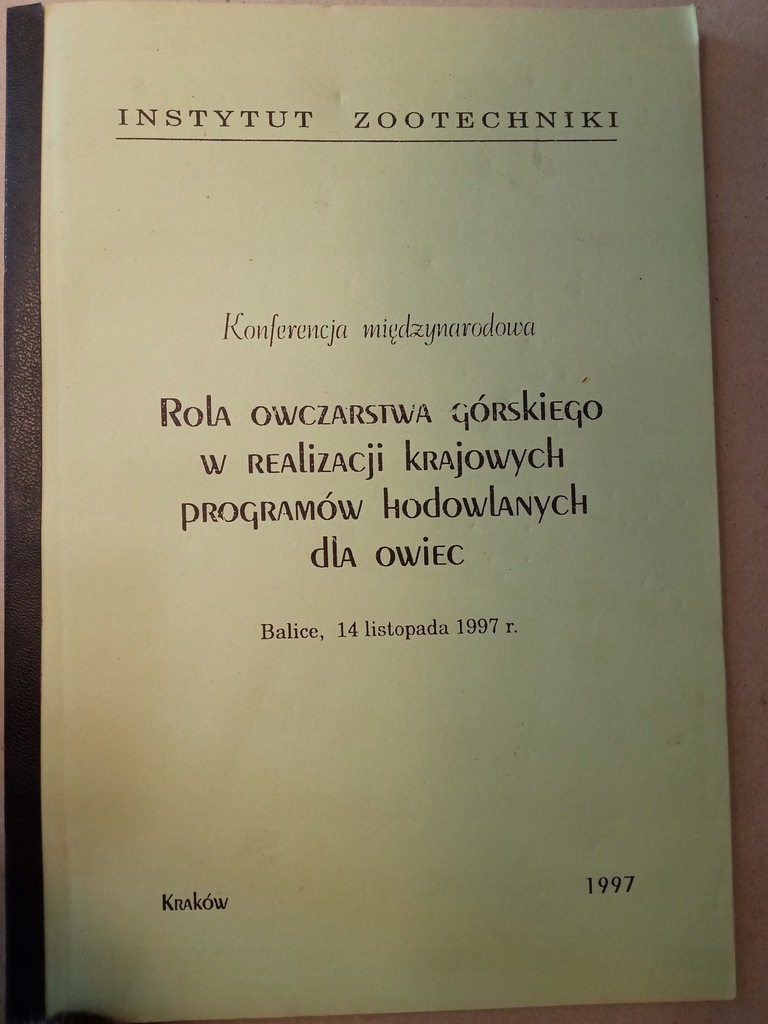 rola owczarstwa górskiego w realizacji krajowych programów hodowlanych...