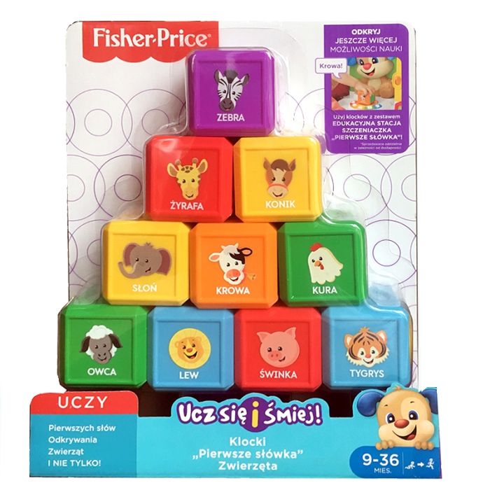 FISHER PRICE KLOCKI PIERWSZE SŁÓWKA ZWIERZĘTA