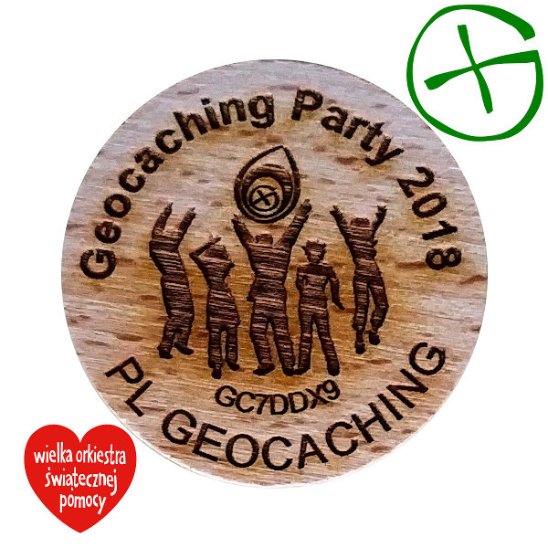 Zestaw 6 drewniaków Geocaching Party 2018 (PWG)