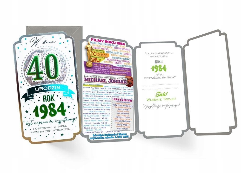 KARNET URODZINY 40 ROCZNIKI, KUKARTKA