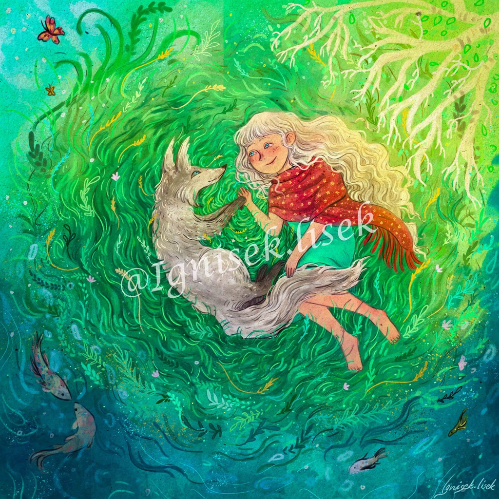 Kolekcjonerski Plakat Ilustracja 30x30 kwadrat Polanka Ignisek Lisek