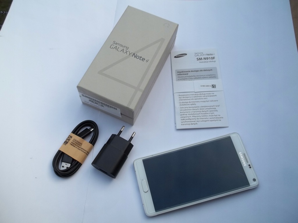 Samsung Note 4 Komplet- Bardzo Ładny. Biały. Uszk.