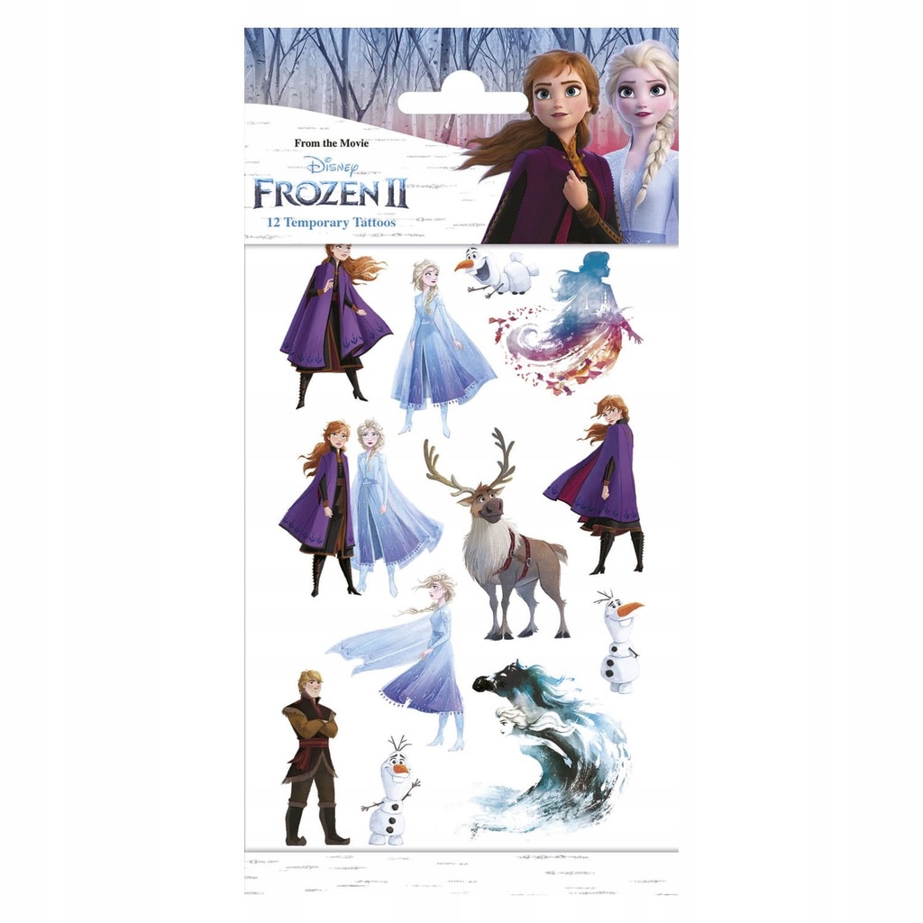 Tatuaże dla dzieci Kraina Lodu Frozen II Anna Elsa 12szt