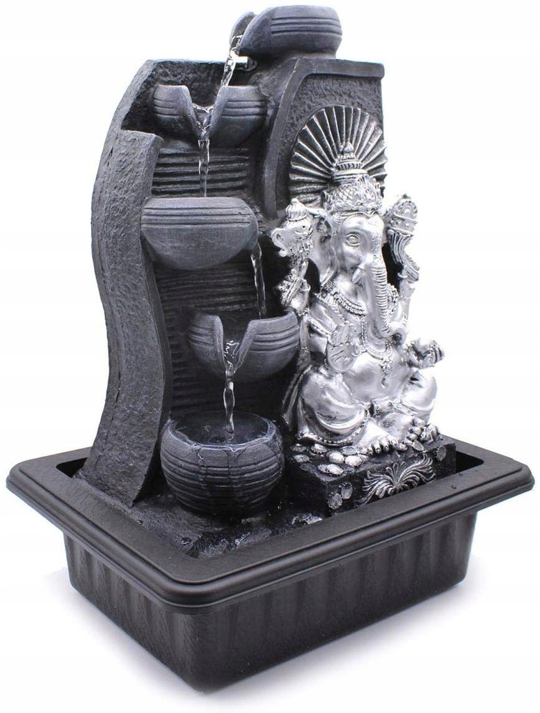 Indoor/Outdoor Water Fountain Decor Shree Venilal 4 Step Tabletop Ganesh Ganesha Ganapati Water Fountain 
