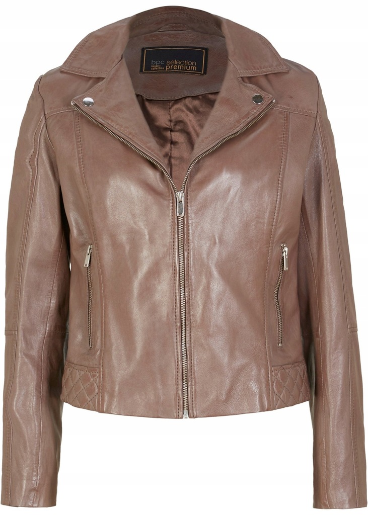 H96 KURTKA DAMSKA ZE SKÓRY JAGNIĘCEJ NAPPA 40 BRĄZ