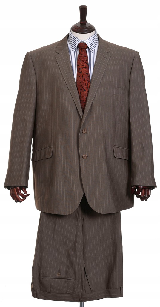 HENLEY&KNIGHT beżowy garnitur męski prążek 62 12623971844 oficjalne