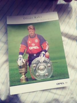 Karta Oliver Kahn z autografem. FC Bayern