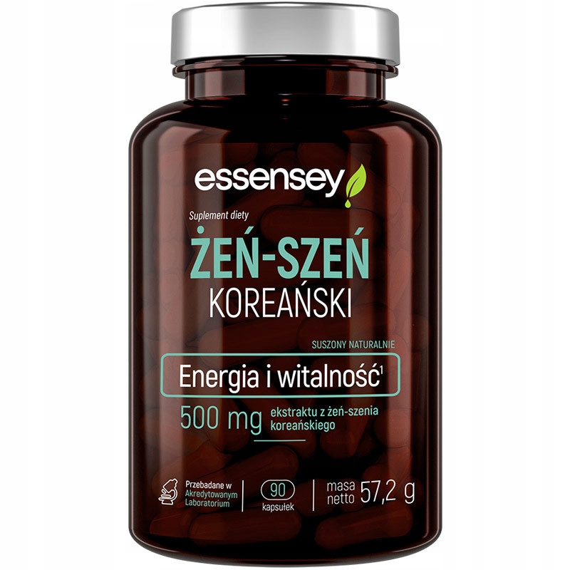 ESSENSEY Żeń-Szeń Koreański 500mg 90caps WITALNOŚĆ ENERGIA WYTRZYMAŁOŚĆ