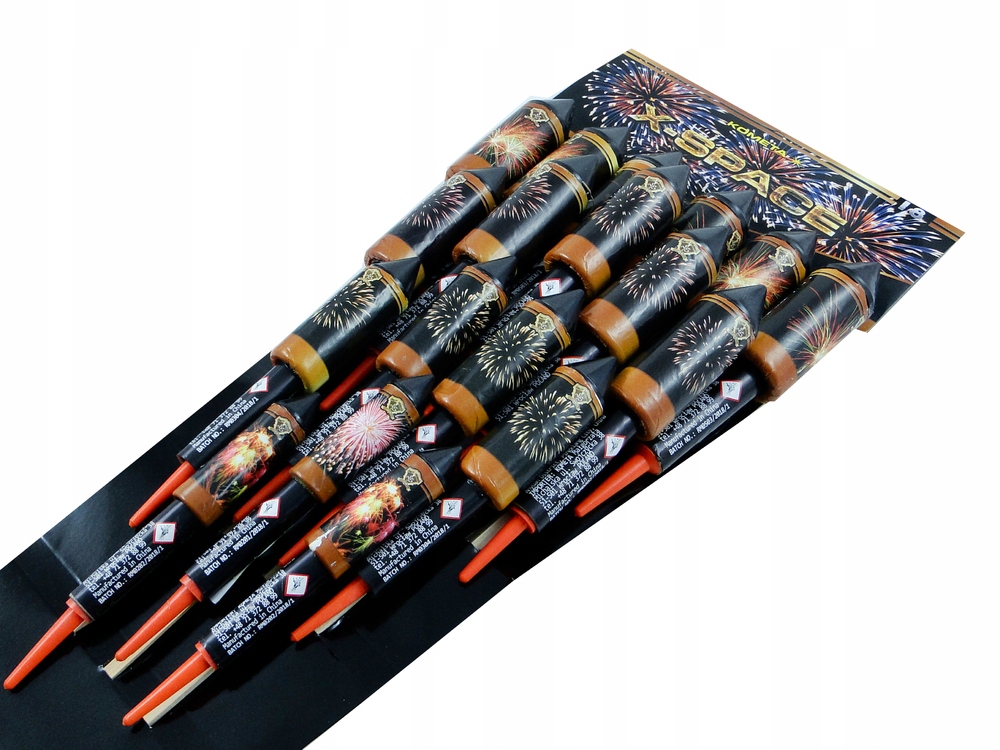 Rakiety kolorowe fajerwerki na sylwestra X-SPACE P9809X komplet 18 sztuk