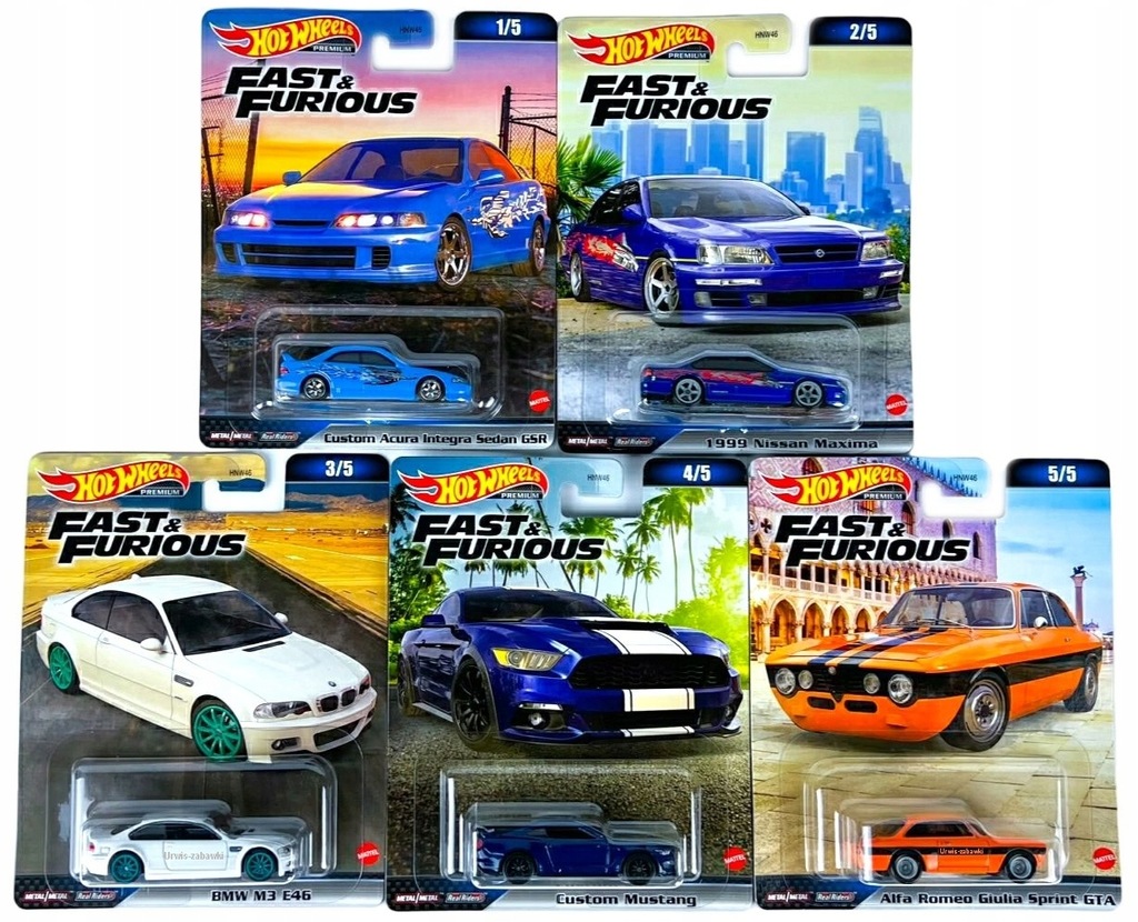 HOT WHEELS premium FAST & FURIOUS 5 szt. HNW46