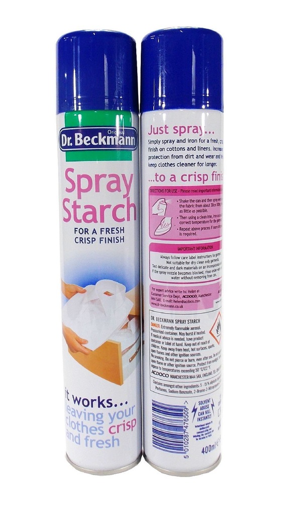 DR BECKMANN SPRAY STARCH 400 ml Krochmal w spray 6977940118 oficjalne archiwum Allegro