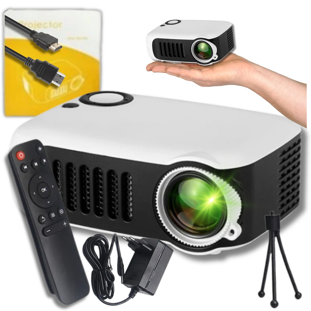 PROJEKTOR MINI RZUTNIK HD SMART A2000 PRZENOŚNY PILOT HDMI