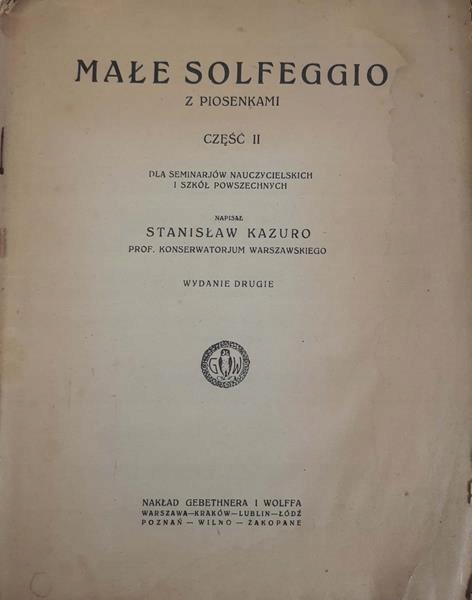 Kazuro Małe solfeggio z piosenkami Część II 1925