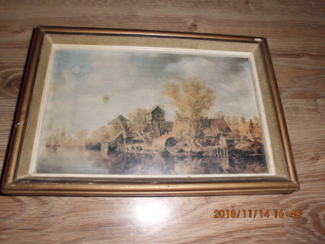 obraz stary kopia "Chaty nad rzeką" Jan.