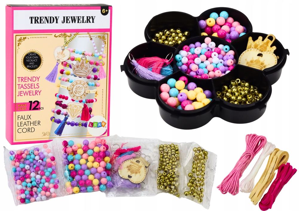 ZESTAW DO TWORZENIA BRANSOLETEK POJEMNIK KORALIKI (Dziewczynki) LEAN Toys