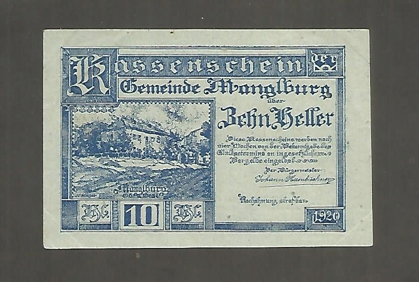 AUSTRIA MANGLBURG -- 10 halerzy -- 1920 rok