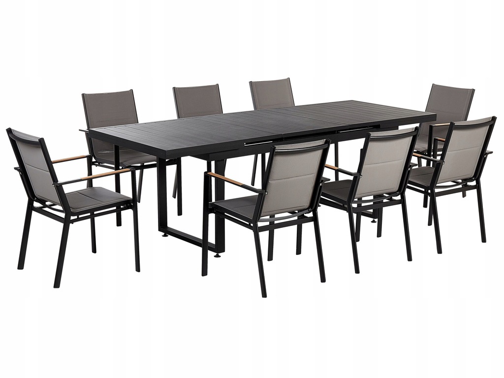 Zestaw ogrodowy stół 8 krzeseł czarny