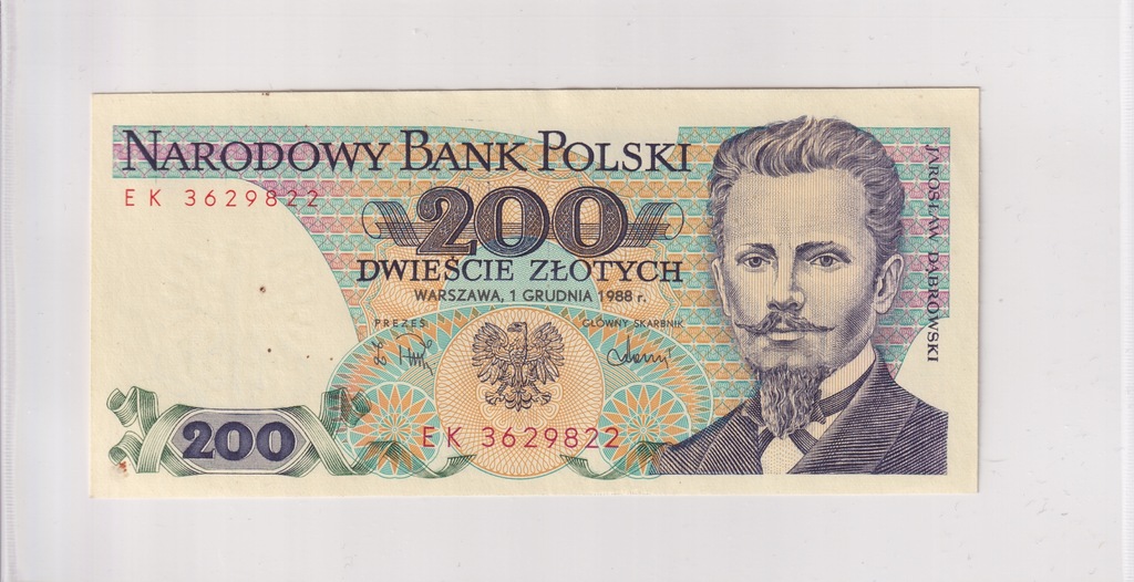 200 Złotych Polska 1988 -UNC Seria EK