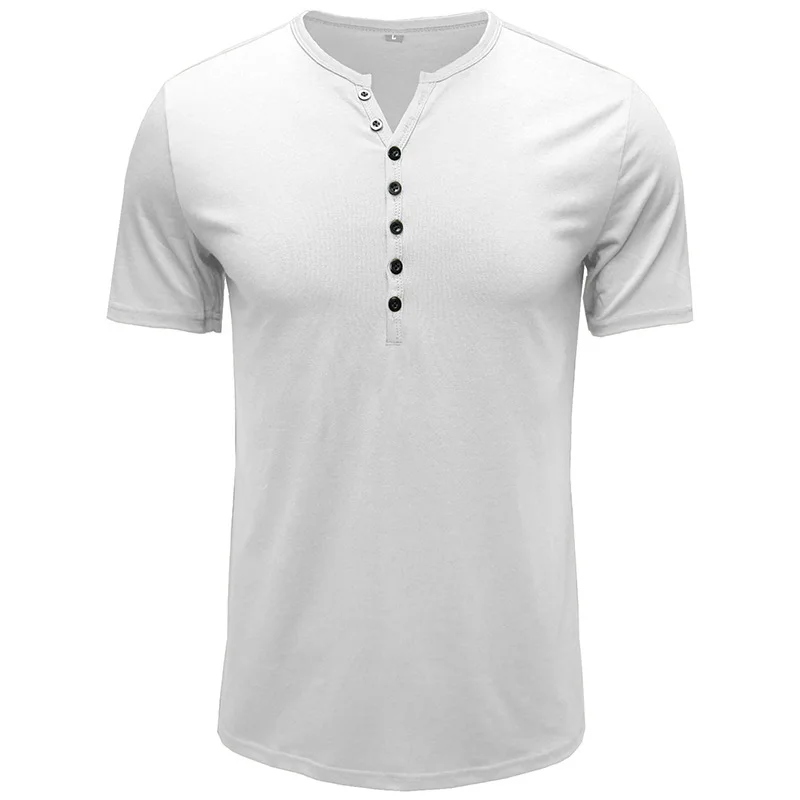 High quality 2024 new men's summer V-neck button s
