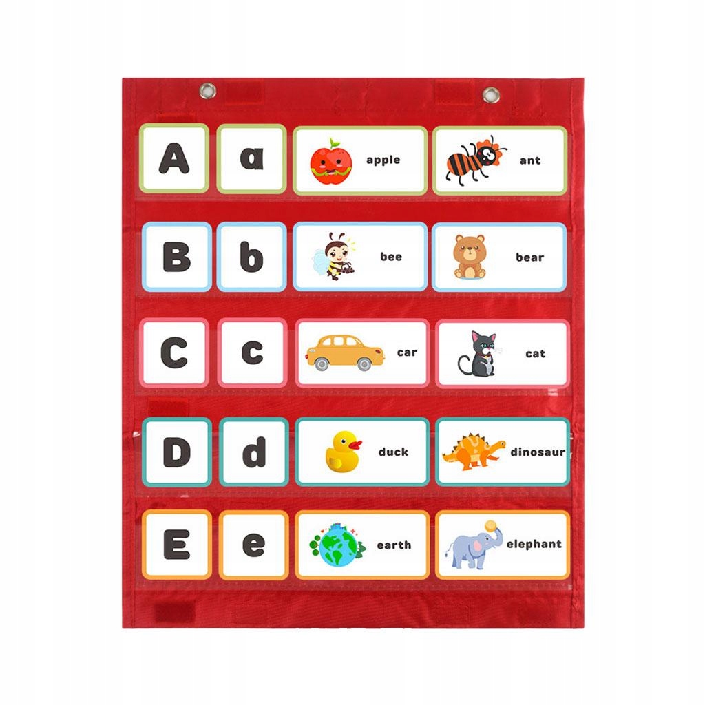 Desktop Pocket Chart w/ 104 Cards Visual Organization for Classroom Red
