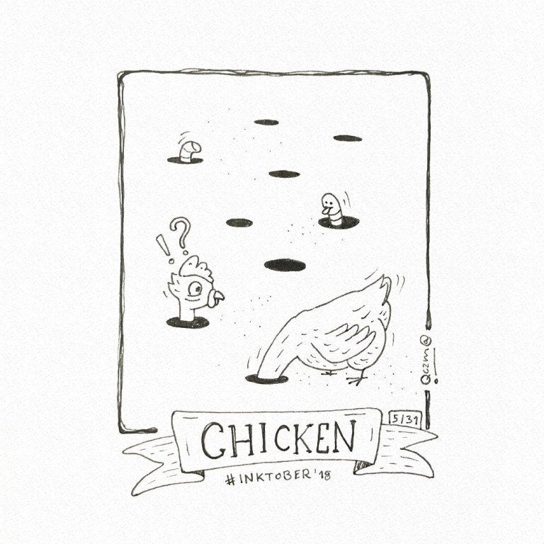 Chicken - Kurczak - Inktober 2018/05 - 10x15cm
