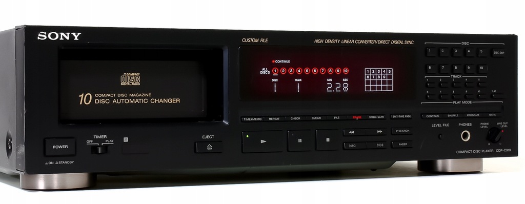 SONY CDP-C910 NIEZAWODNA ZMIENIARKA NA 10 PŁYT CD