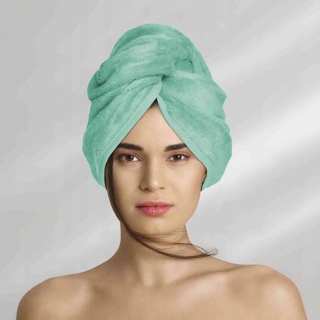Turban do włosów Velur miętowy kąpielowy ręcznik w