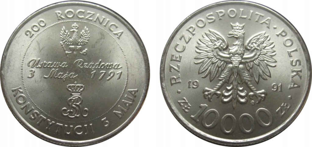 10000 zł - 200 ROCZNICA KONTYTUCJI 3 MAJA - 1991 r