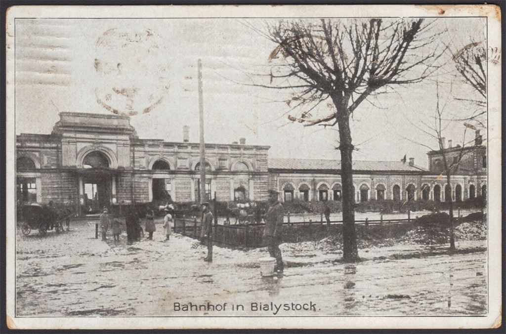1918 BIAŁYSTOK, DWORZEC KOLEJOWY, Z OBIEGU FELDPOST