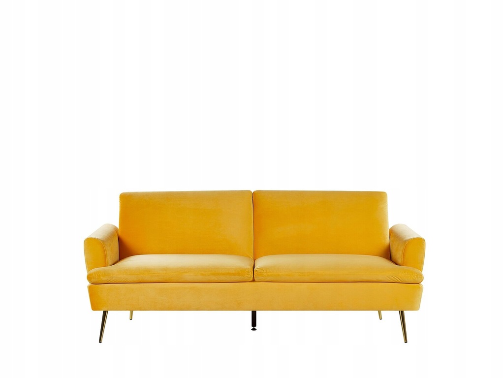 Sofa rozkładana welurowa żółta VETTRE