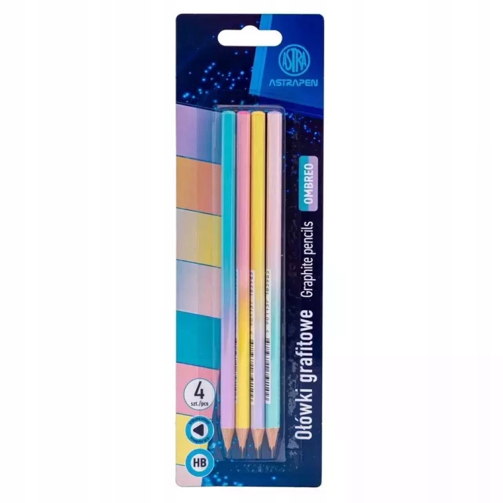 Ołówki grafitowe trójkątne HB Astrapen Ombre 4 szt.