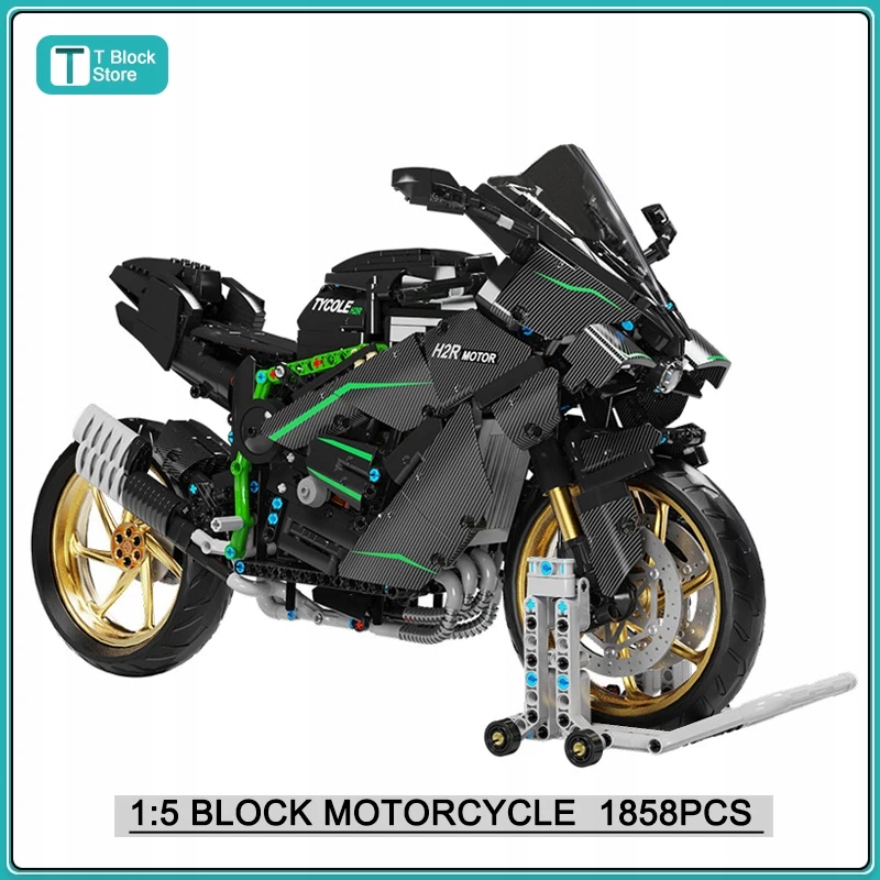 1858pcs 1:5 Technical City Motorcycle Car Model Building Blocks MOC Racing