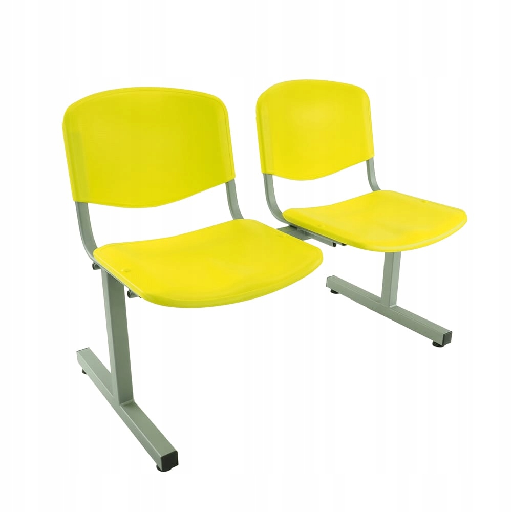 Ławka 2-os ISO - plastik żółty | stelaż szary